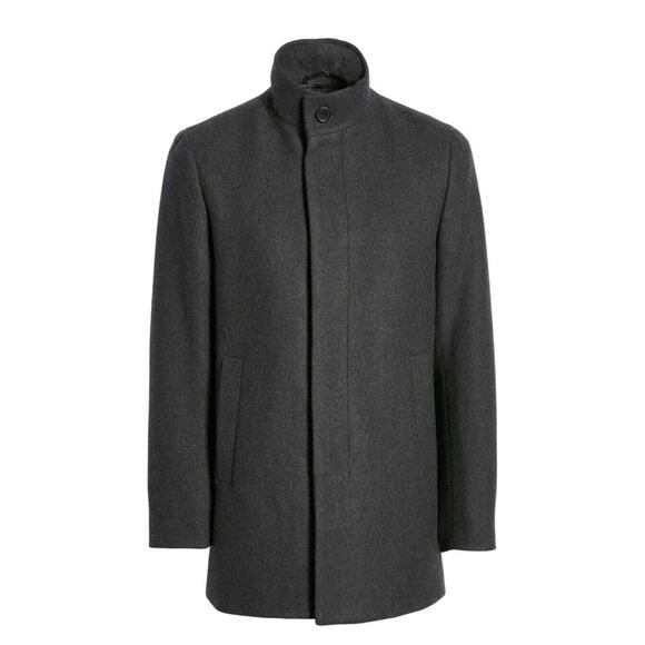 Theory Renew Regular Fit Wool Blend Overcoat XXL Charcoal Melange | Men’s Winter - Picture 6 of 7